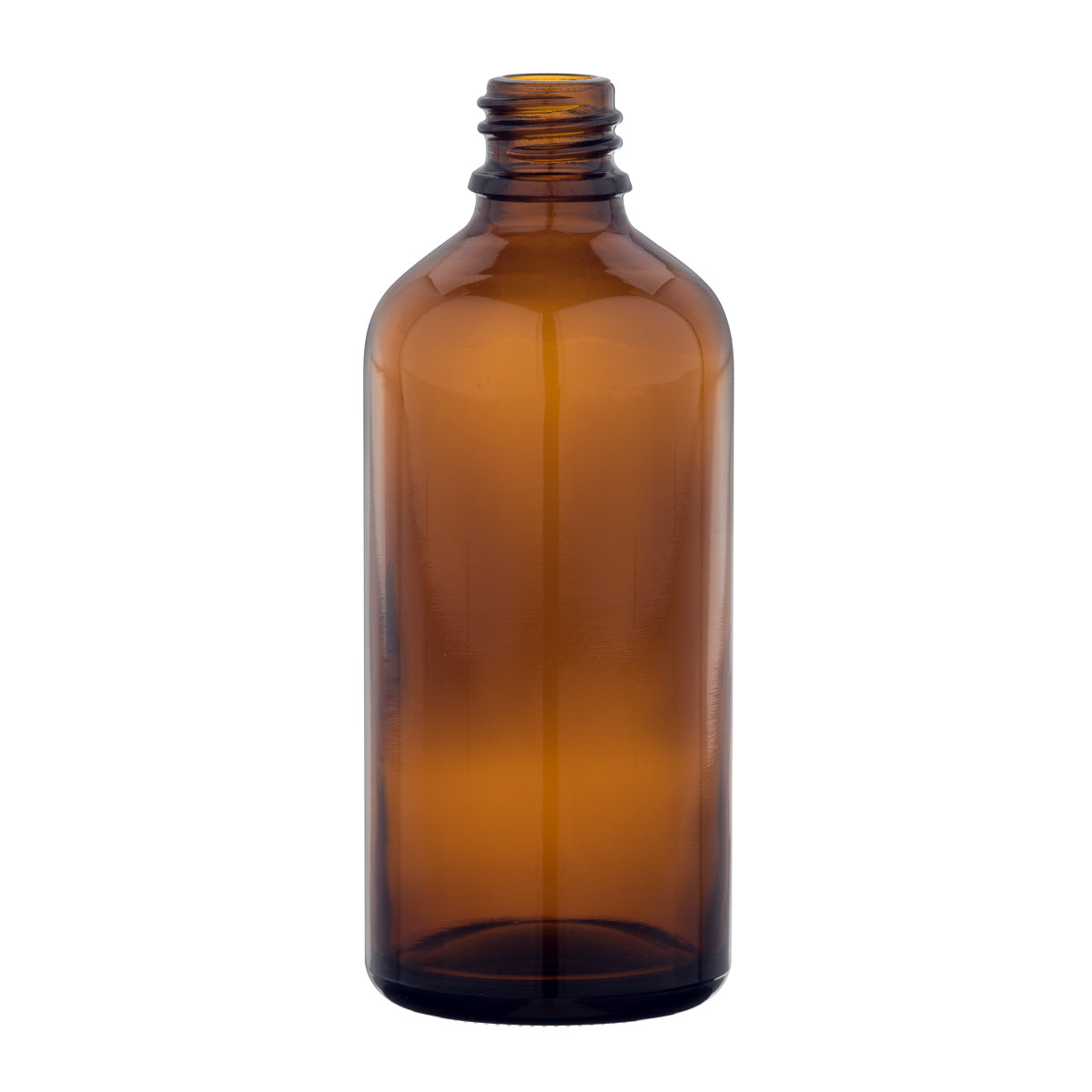 PureNature 100ml amber glass bottle for packaging, featuring a secure cap and durable design for storing liquids or essential oils.
