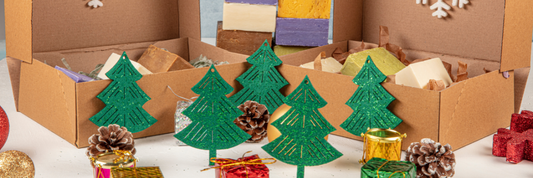 Homeade soaps in kraft box for Christmas gifts