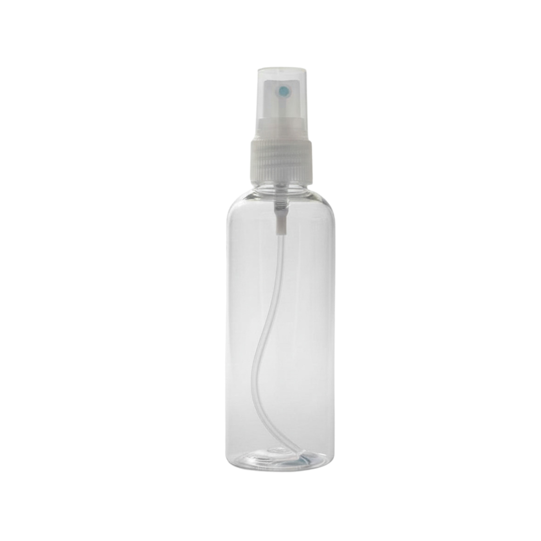 Linen spray bottle with a black spray nozzle on a white background