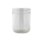 Clear glass jar with a lid on a white background