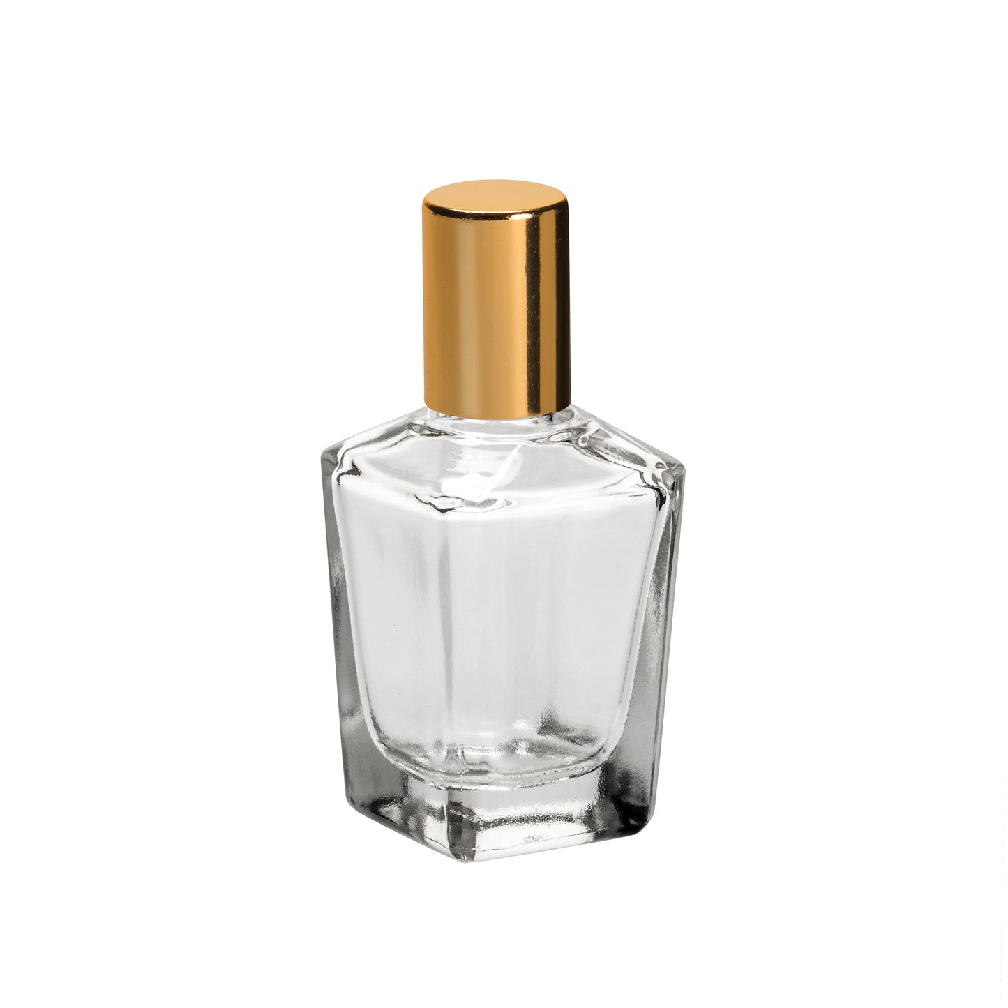 Roll On Bottle 15ml - Square, Gold Lid