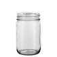 12oz purenaturenz canning jar used for candle making, clear glass with metal lid and smooth surface.