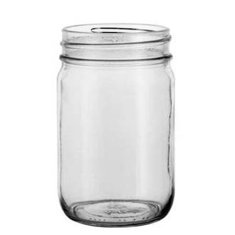 16oz canning jar from purenaturenz used for candle making, shown with a clear glass jar and metal lid on a neutral background.