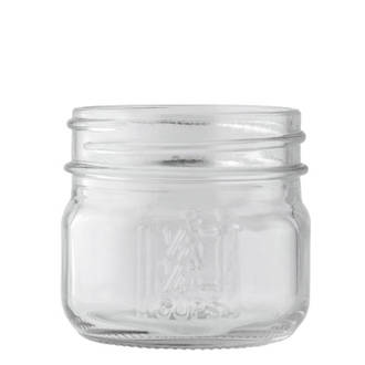 Purenaturenz 4oz mason jar used for candle making, clear glass container with metal lid, suitable for DIY candle projects.