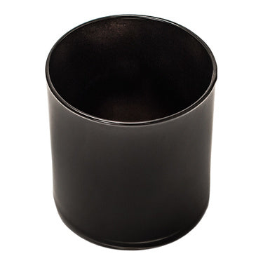 Black straight-sided tumbler jar for candle making by purenaturenz, shown with a clear glass finish and sturdy design.