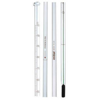 Purenaturenz glass thermometer displaying temperature scale with a clear glass tube, used for medical or household temperature measurement.