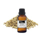 Bottle of purenaturenz coriander essential oil with fresh coriander leaves, showcasing natural herbal essential oils on a white background.