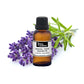 French lavender essential oil bottle from purenaturenz, showcasing a clear glass bottle with a lavender-colored label on a white background.