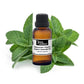 Organic peppermint (Piperita) essential oil bottle from purenaturenz, with fresh peppermint leaves in the background.