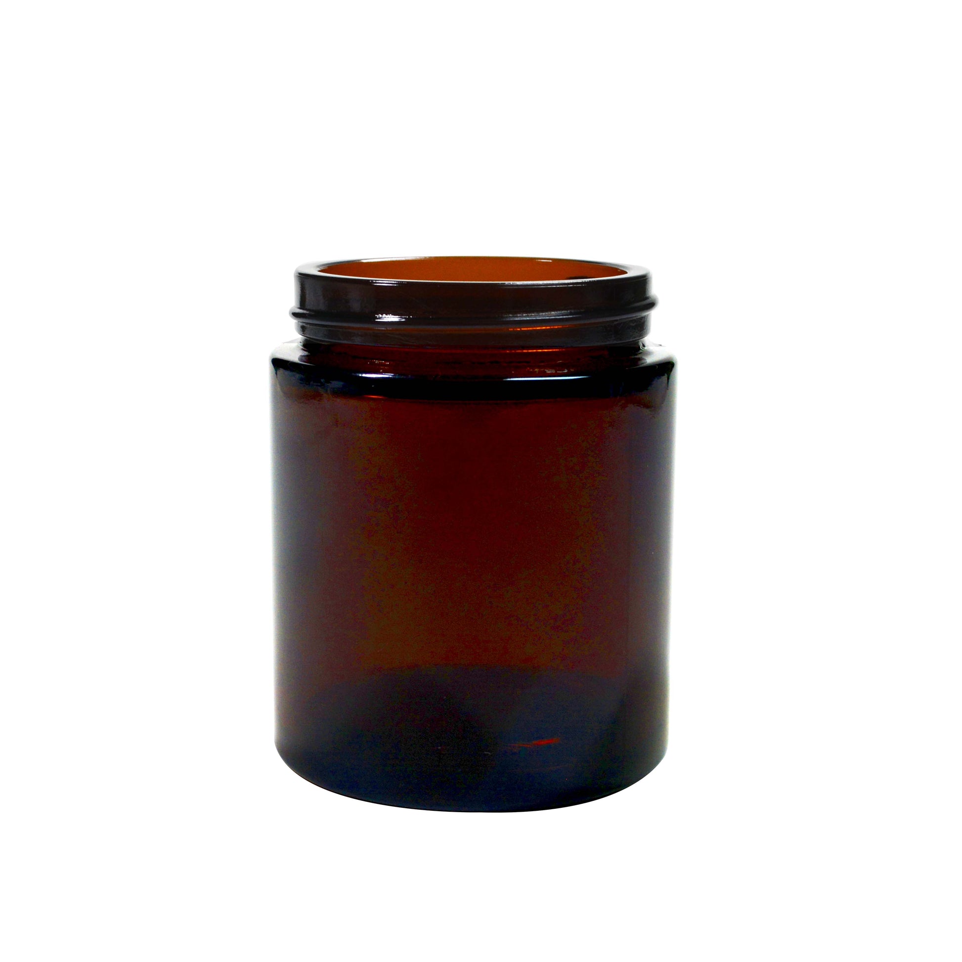 Amber 100ml glass pot for packaging by purenaturenz, showcasing a clear, durable container with a secure lid.