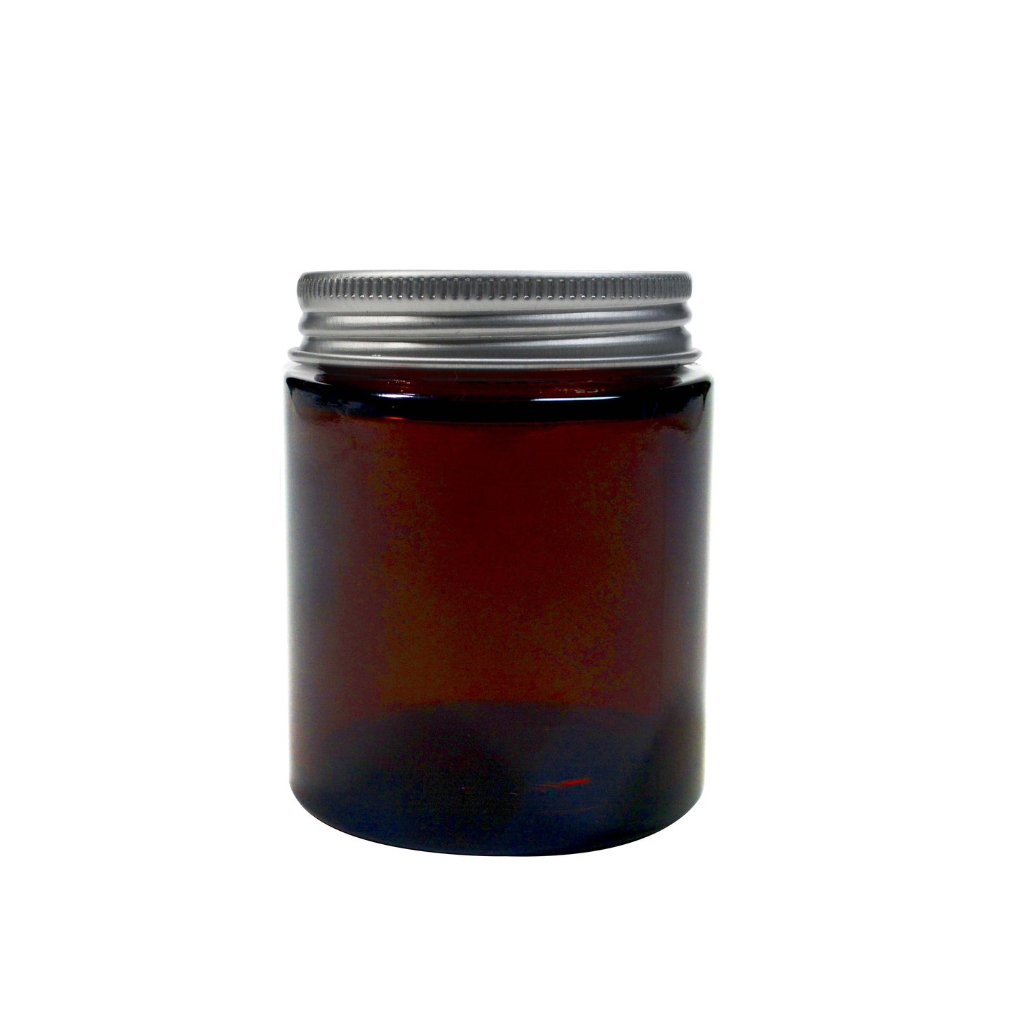 Clear 100ml amber glass pot with lid, perfect for packaging, by purenaturenz, showing the container's smooth glass surface and lid.