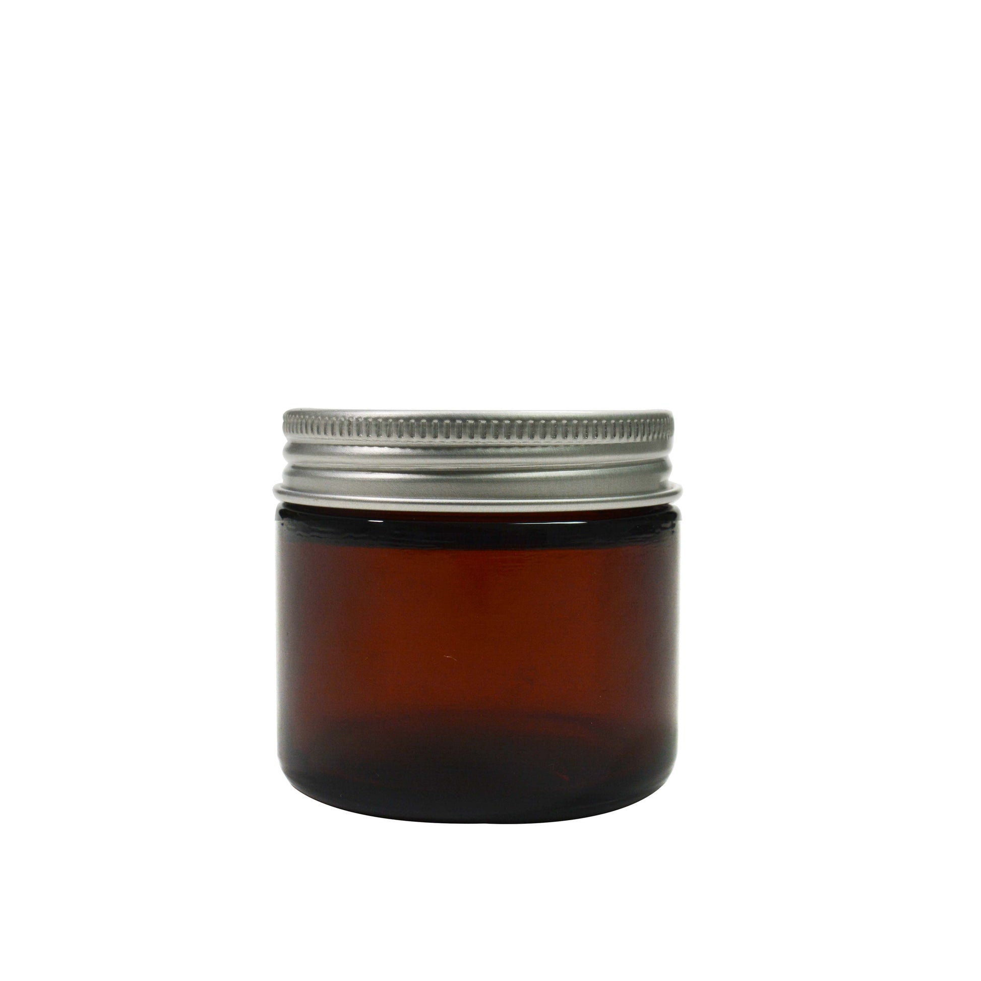 Amber 60ml glass pot with lid from purenaturenz, featuring a clear glass container ideal for packaging and storage.